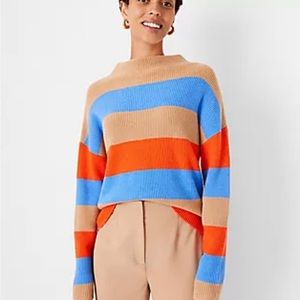 Anne Taylor Striped Mockneck Sweater